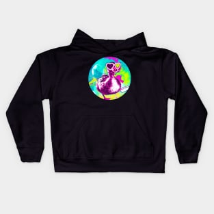 Retro vaporwave duck is hear for your heart Kids Hoodie